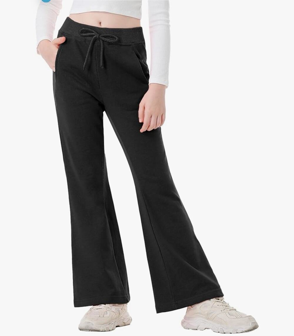 Rolanko Girls Flare Wide Leg Sweatpants Elastic Waist Bell Bottoms Size 150